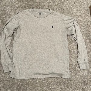 Grey Polo Long Sleeve T-Shirt